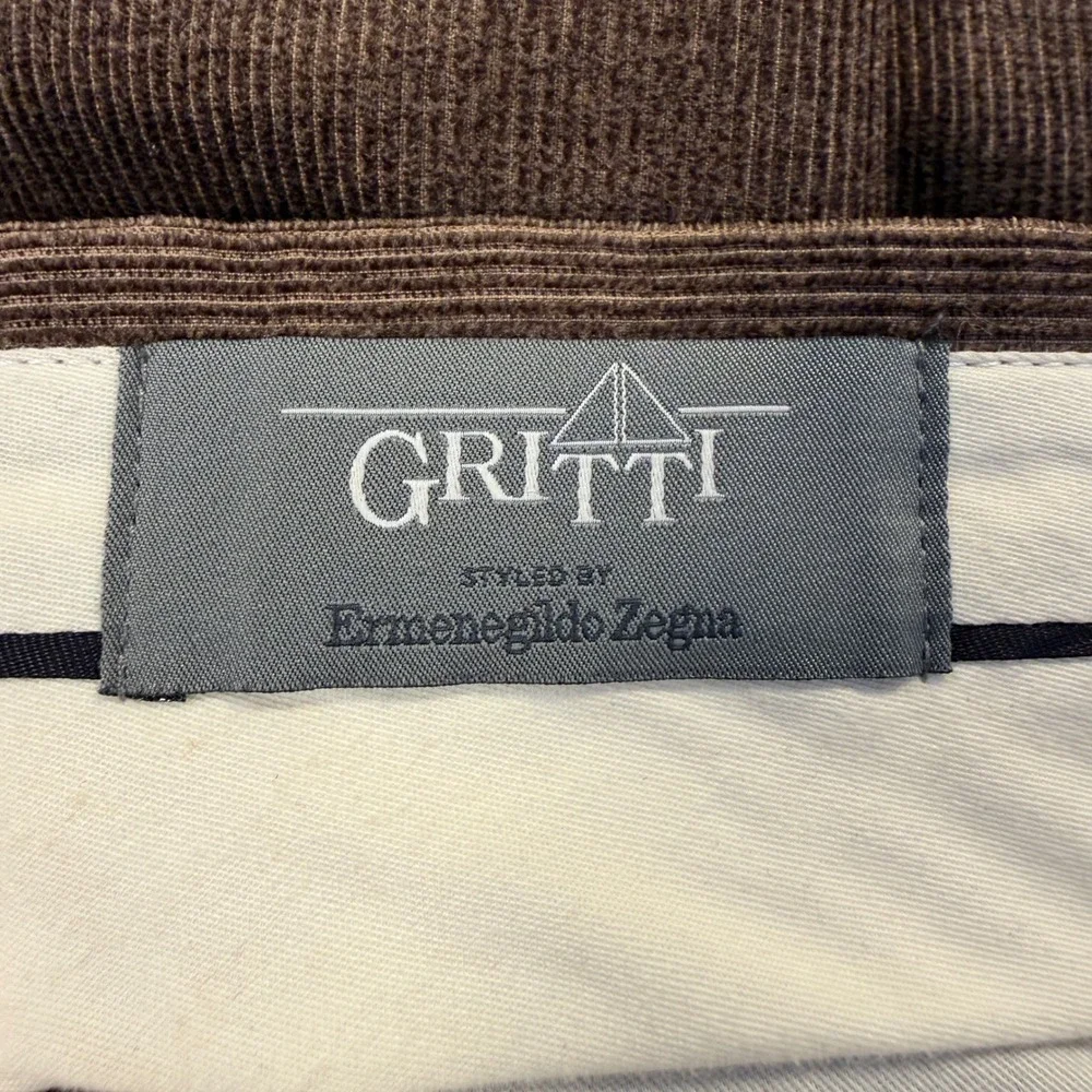 Gritti Styled by Ermenegildo Zegna Brown Cotton Cashmere Corduroy Trousers 34x30